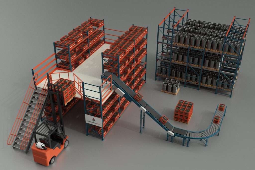 Beverage Storage - Mezzanine, Conveyor & Shuttle