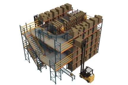 Multi-level pick module system designed for high-density storage and conveyor integration.