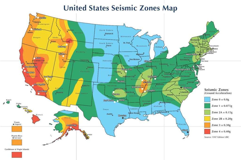 United States Seismic Zones Map