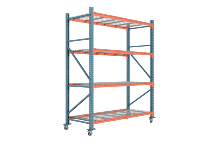 Mobile Pallet Rack with wire decking and wheels