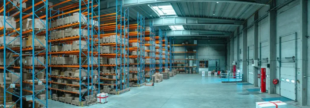 warehouse with selective pallet racking and boxes speedrack west